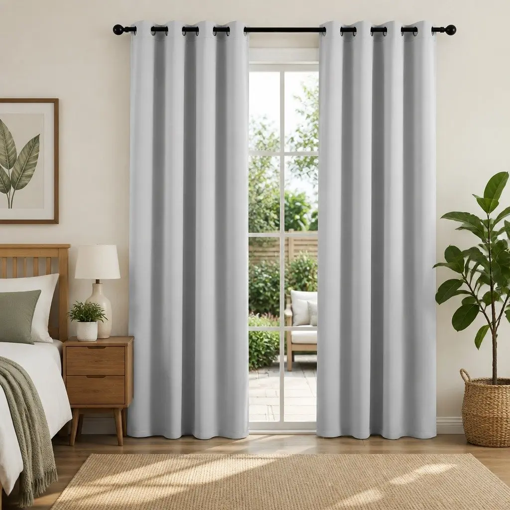 Blockout Curtains Eyelet Thermal Insulated 132x213cm Grey