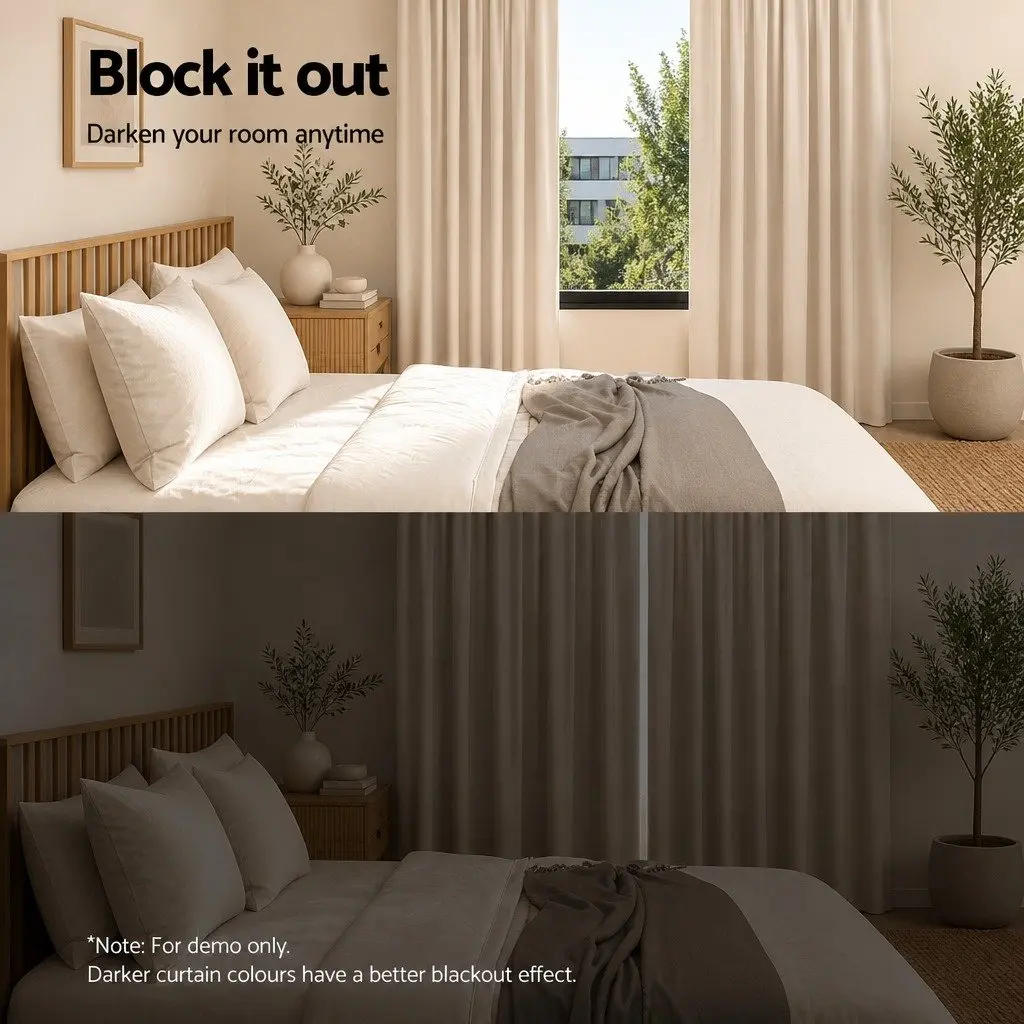 Blockout Curtains Eyelet Thermal Insulation 180x213cm Beige