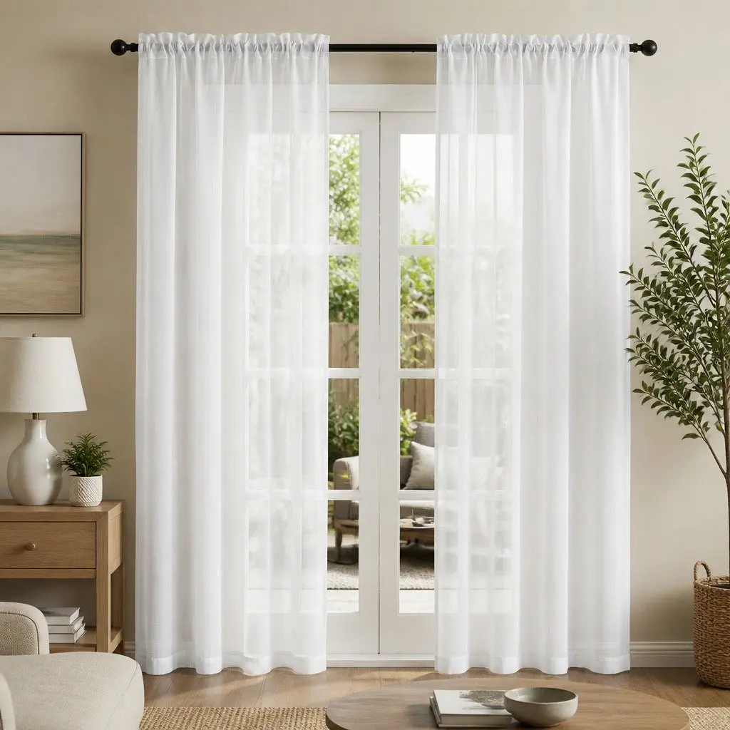 Blockout Curtains Light Filtering 132x213cm White Rod Pocket Panels