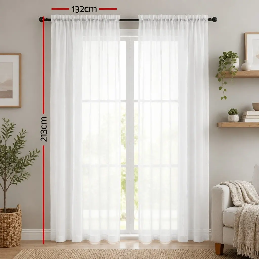 Blockout Curtains Light Filtering 132x213cm White Rod Pocket Panels