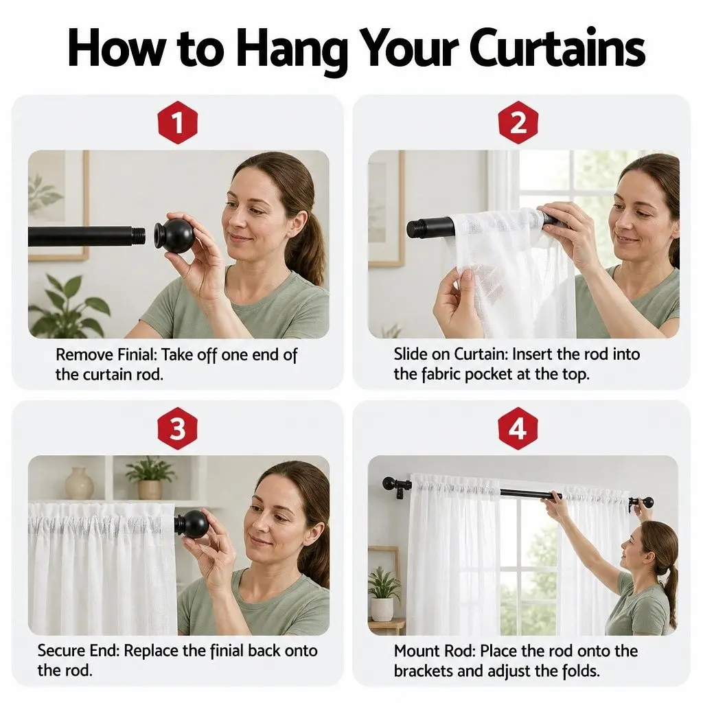 Blockout Curtains Light Filtering 132x213cm White Rod Pocket Panels