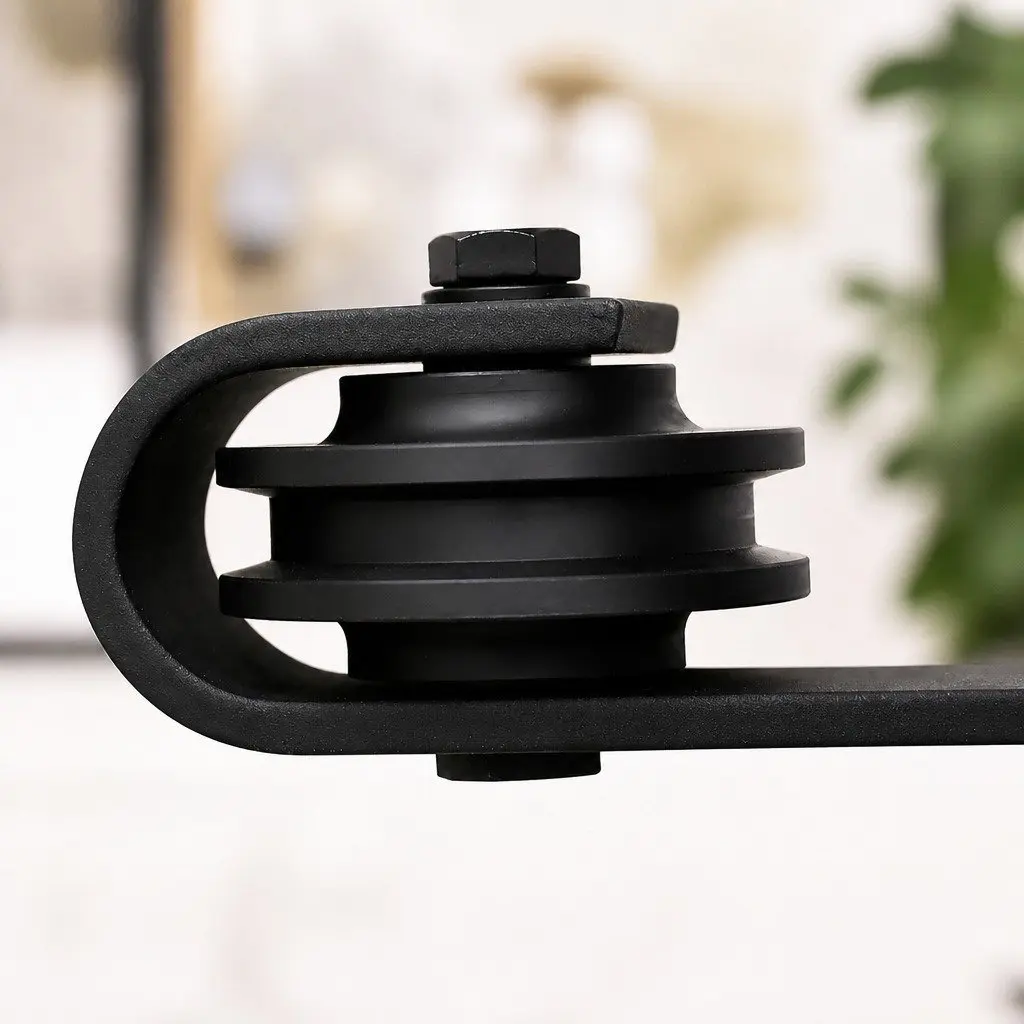 Sliding Barn Door Track Kit Heavy-Duty Black Powder Coat 1.83M Single Door Hardware Set