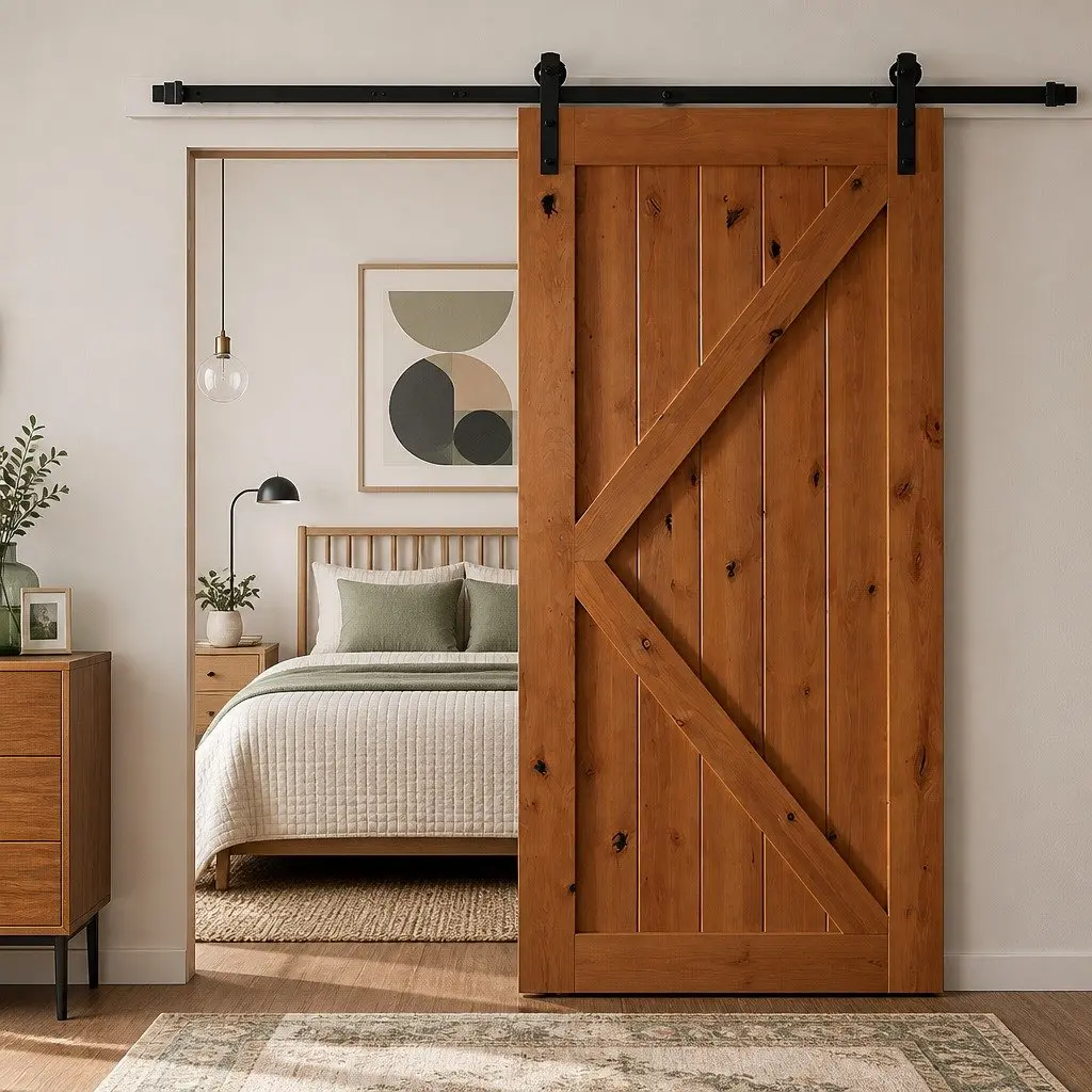 Sliding Barn Door Track Kit Heavy-Duty Black Powder Coat 1.83M Single Door Hardware Set