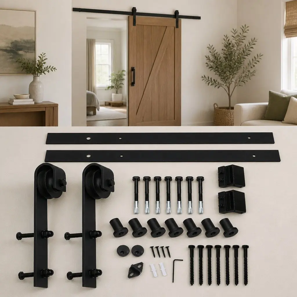 Sliding Barn Door Track Kit 3.05m-6.1m Double Door Hardware Rail System