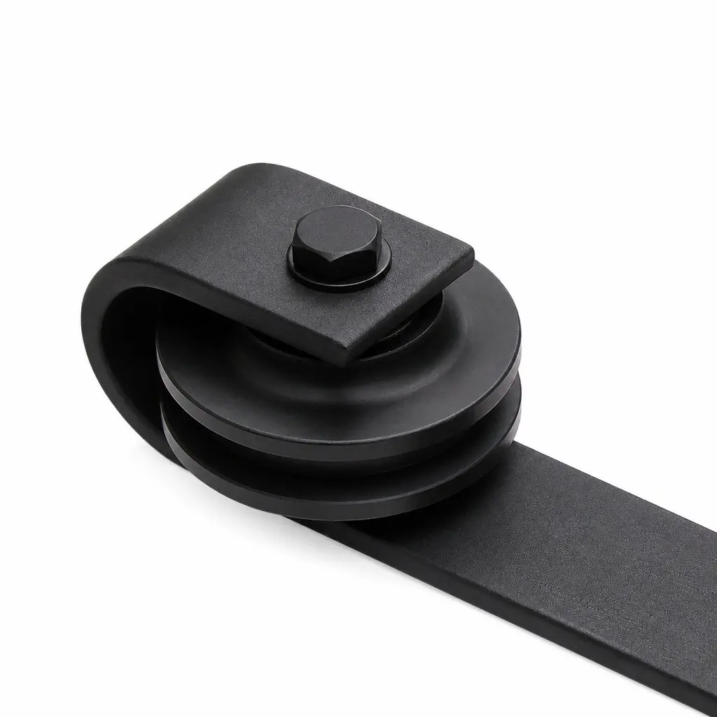 Sliding Barn Door Track Kit Heavy-Duty Carbon Steel 3m-6.1m Black Double Door Hardware Rail System
