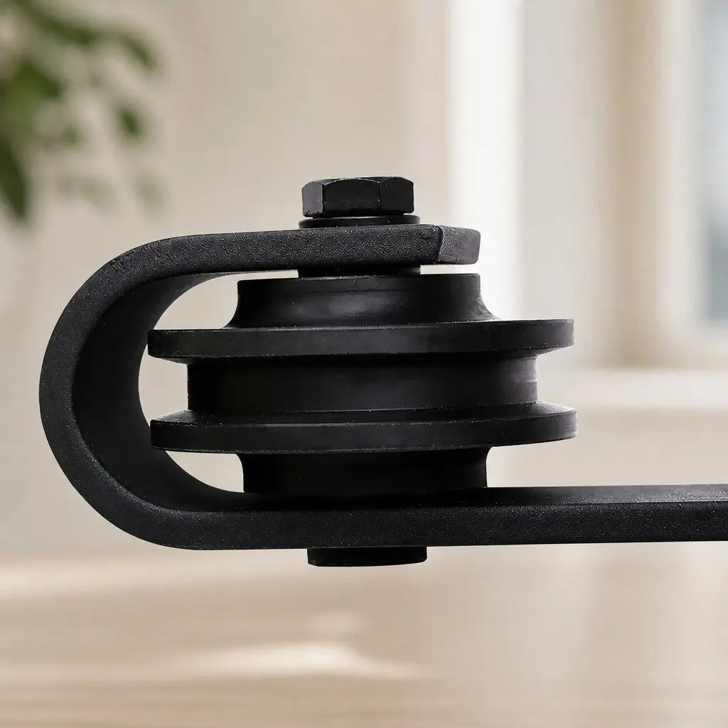 Sliding Barn Door Track Kit Heavy-Duty Carbon Steel 3m-6.1m Black Double Door Hardware Rail System