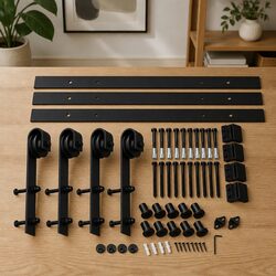 Sliding Barn Door Track Kit Hardware Interior Antique Style Heavy Duty Black