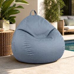 Bean Bag Chair Cover Grey Outdoor Indoor Ergonomic L-Shape Water-Resistant
