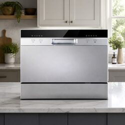 Benchtop Dishwasher 6 Place Settings Silver Compact Kitchen Freestanding
