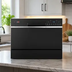 Benchtop Dishwasher 6 Place Settings Black Compact Kitchen Freestanding Portable