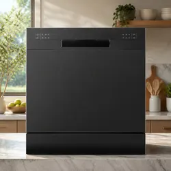 Benchtop Dishwasher 8 Place Settings Black LED Display 6 Cleaning Programs
