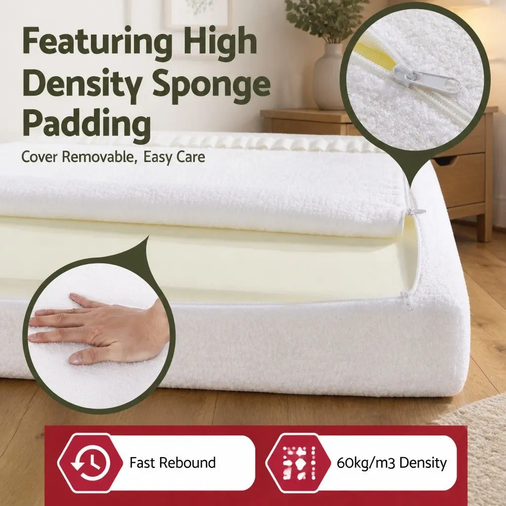 Double Bed Headboard Semi-Round Boucle Fabric 154cm Wide White