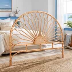 Queen Bed Headboard Rattan Natural Bedroom Furniture Easy Assembly No Install