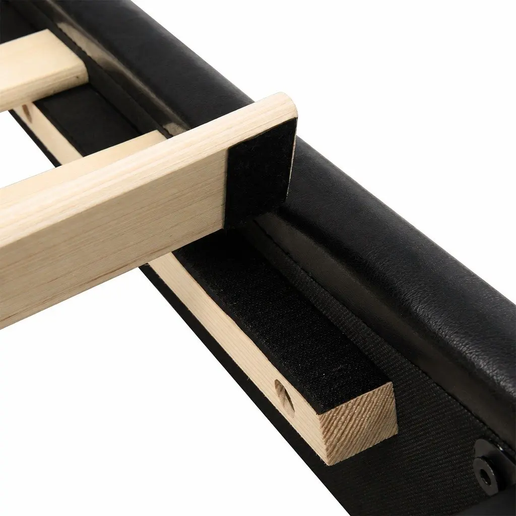 Floating Bed Frame Double with LED Light Strips Adjustable Headboard Under-Bed Storage Black