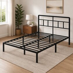 Double Metal Bed Frame Platform Storage Headboard Steel Heavy Duty 120x190cm