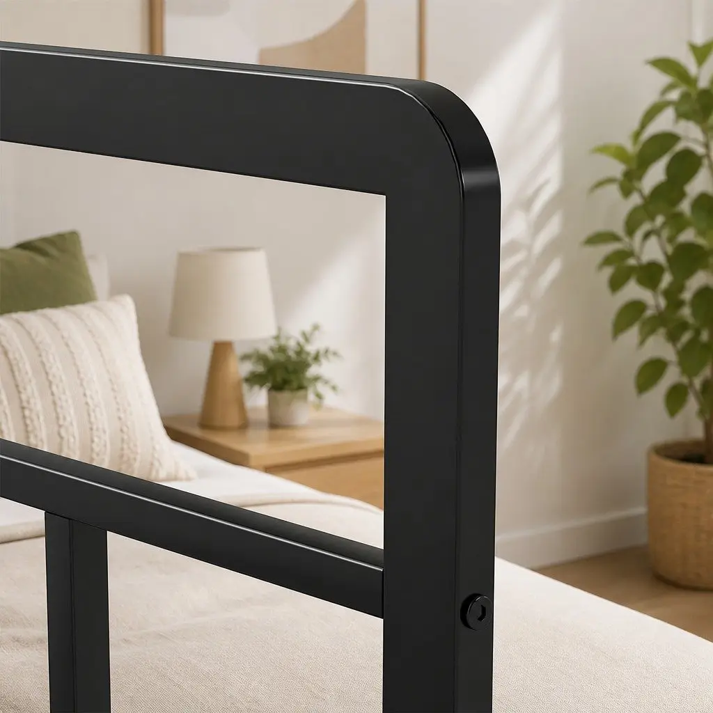 Double Bed Frame Heavy Duty Steel Platform with Storage 120x190cm Black