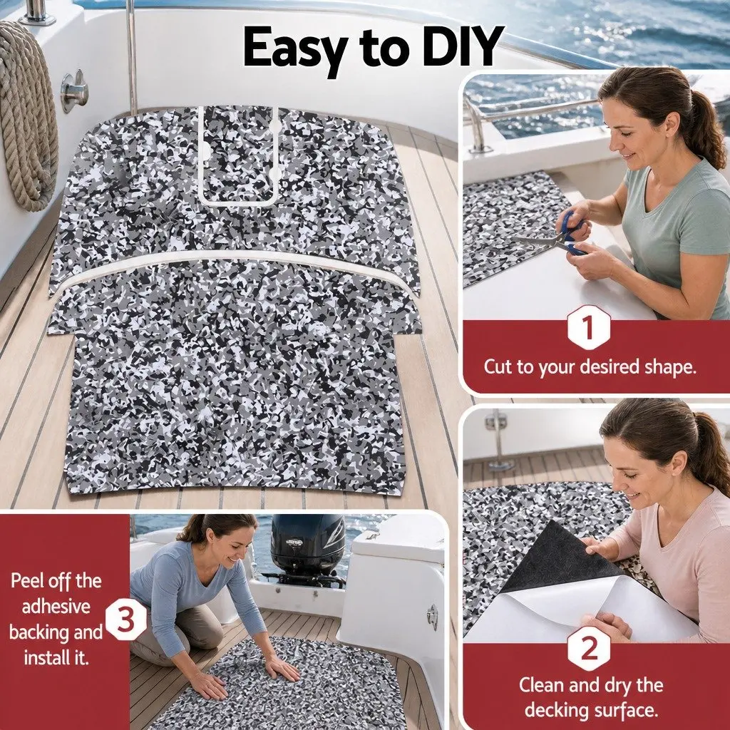 EVA Foam Boat Flooring Mat Anti-Slip 240x90cm Multicolour Camo