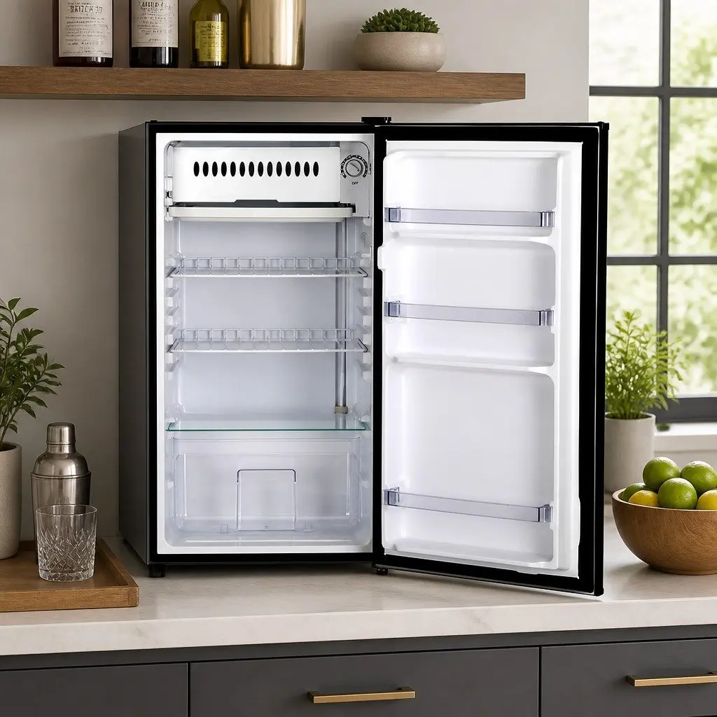 95L Portable Bar Fridge Adjustable Temperature Compact Cooler Black