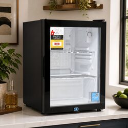 56L Bar Fridge Glass Door Countertop Cooler Mini Beverage Chiller Display Black