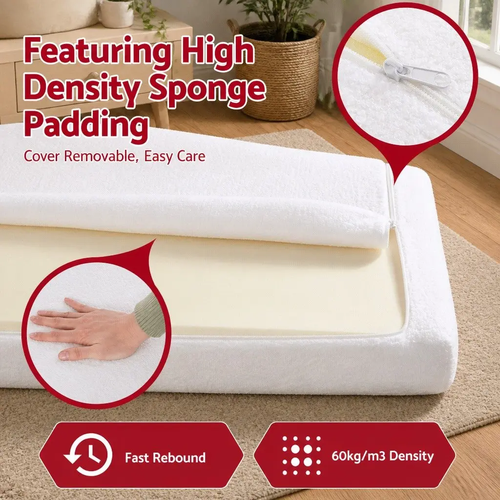 Double Bed Frame Boucle Fabric Vacuum Compressed No Assembly Removable Washable