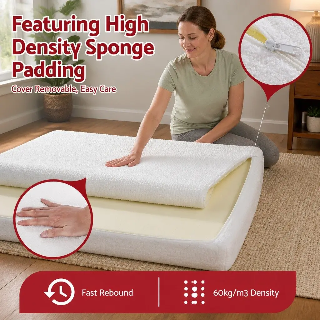Queen Bed Frame Boucle Fabric Vacuum Compressed No-Assembly Washable Cover White