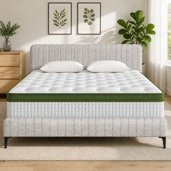 King Bed Frame with Mattress Set Upholstered Platform Base Pocket Coil Storage