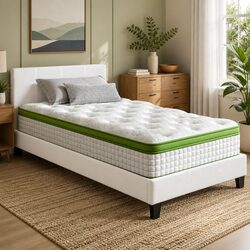 Single Bed Frame with Hybrid Mattress Set Medium Firm Pocket Coil Platform
