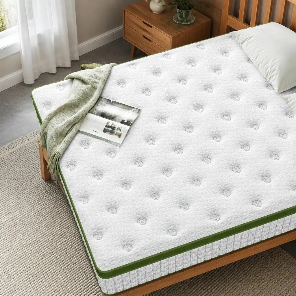 Single Bed Frame with Hybrid Mattress Set Medium Firm Pocket Coil Platform