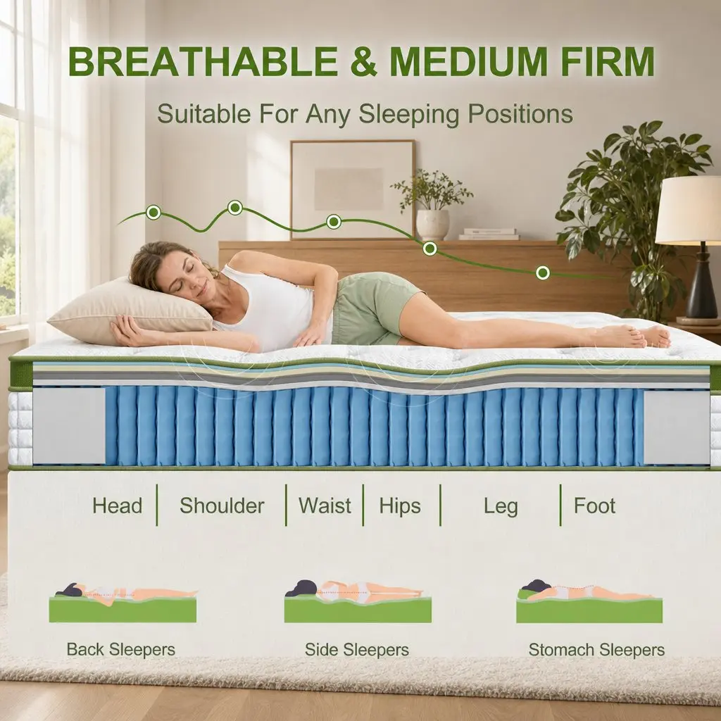 Single Bed Frame with 30cm Hybrid Mattress Grey Upholstered
