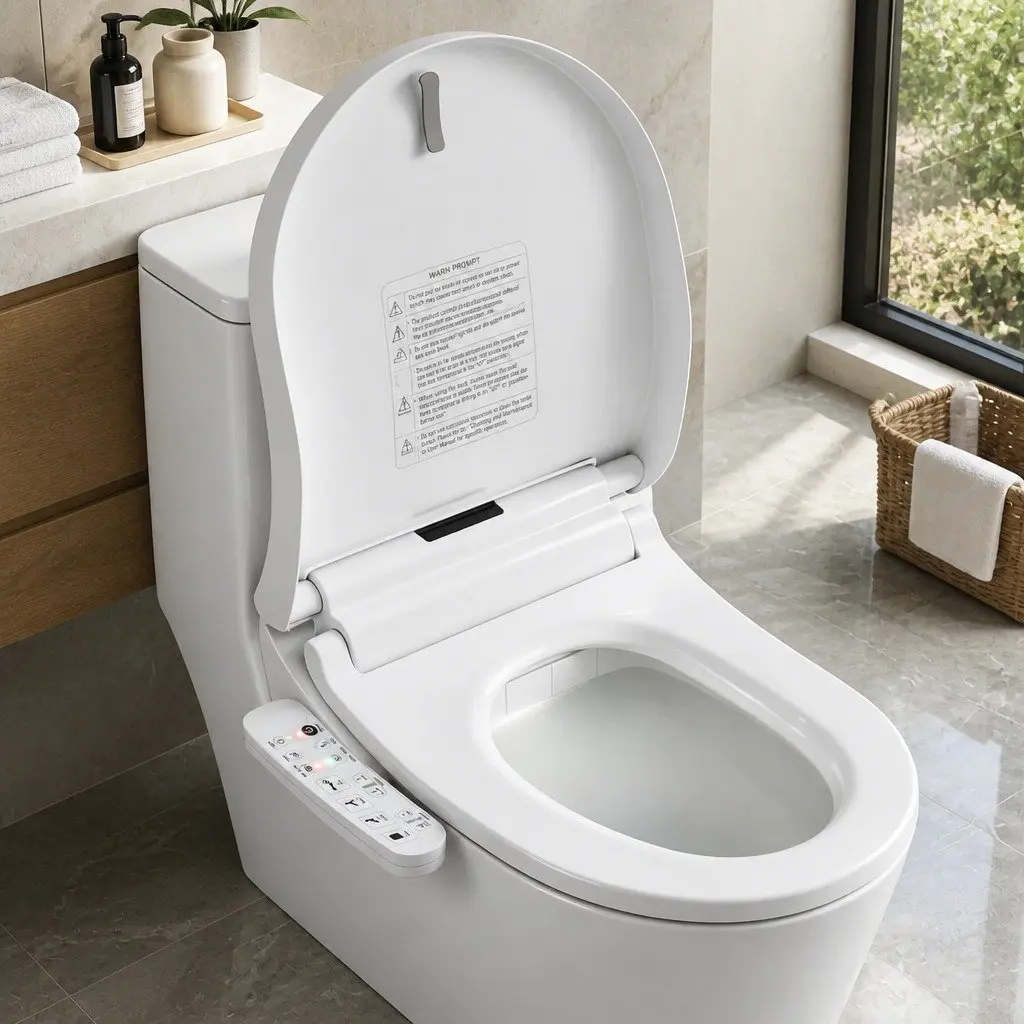 Electric Bidet Toilet Seat Heated Wash Dryer D-Shape White