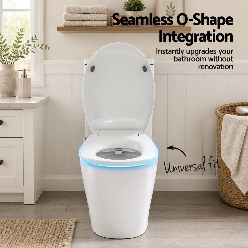 Non-Electric Bidet Toilet Seat O-Shape Dual Nozzle Soft Close White
