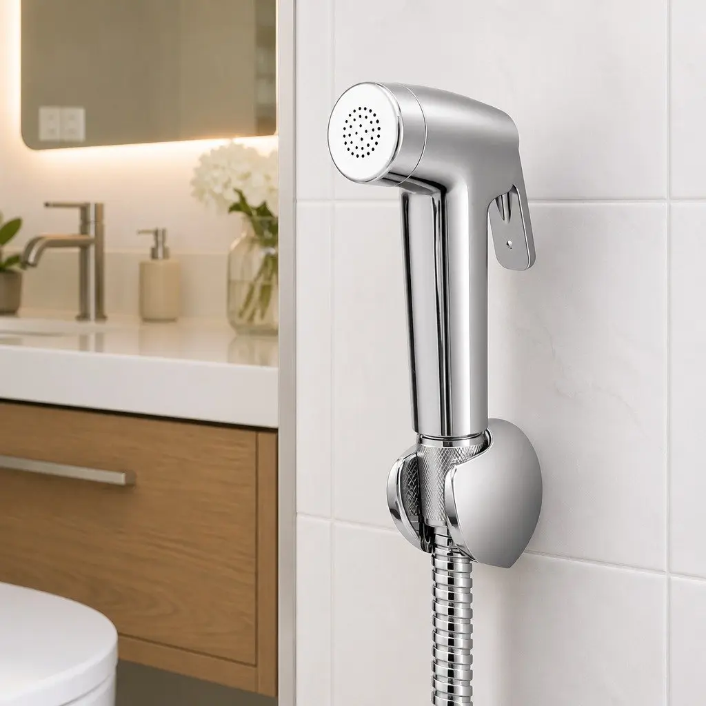 Handheld Bidet Sprayer Toilet Attachment 1.5m Stainless Steel Hose Silver