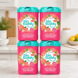 Fresh Pink Grapefruit 450g Odour Neutraliser Powder for Bins x4 Pack