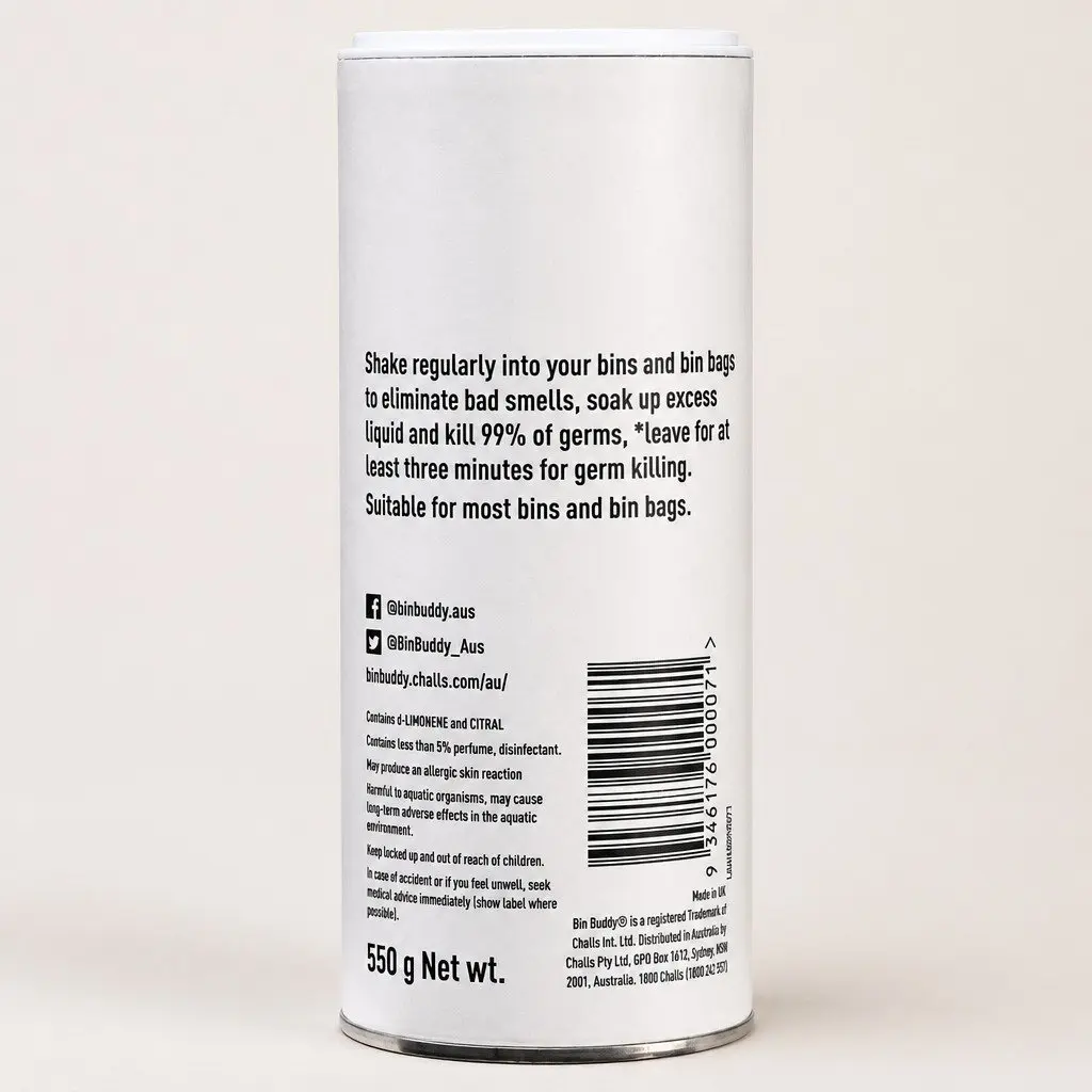 Citrus Powder 550g Odour Control Fresh Scent for Household Bins