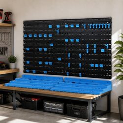 54-Piece Tool Storage Rack Wall Mounted Garage Organizer Peg Board with Shelves
