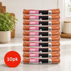 Jumbo Pork Rolls Dog Chews 10 Pack Medium Large Dogs Long Lasting Natural Treats