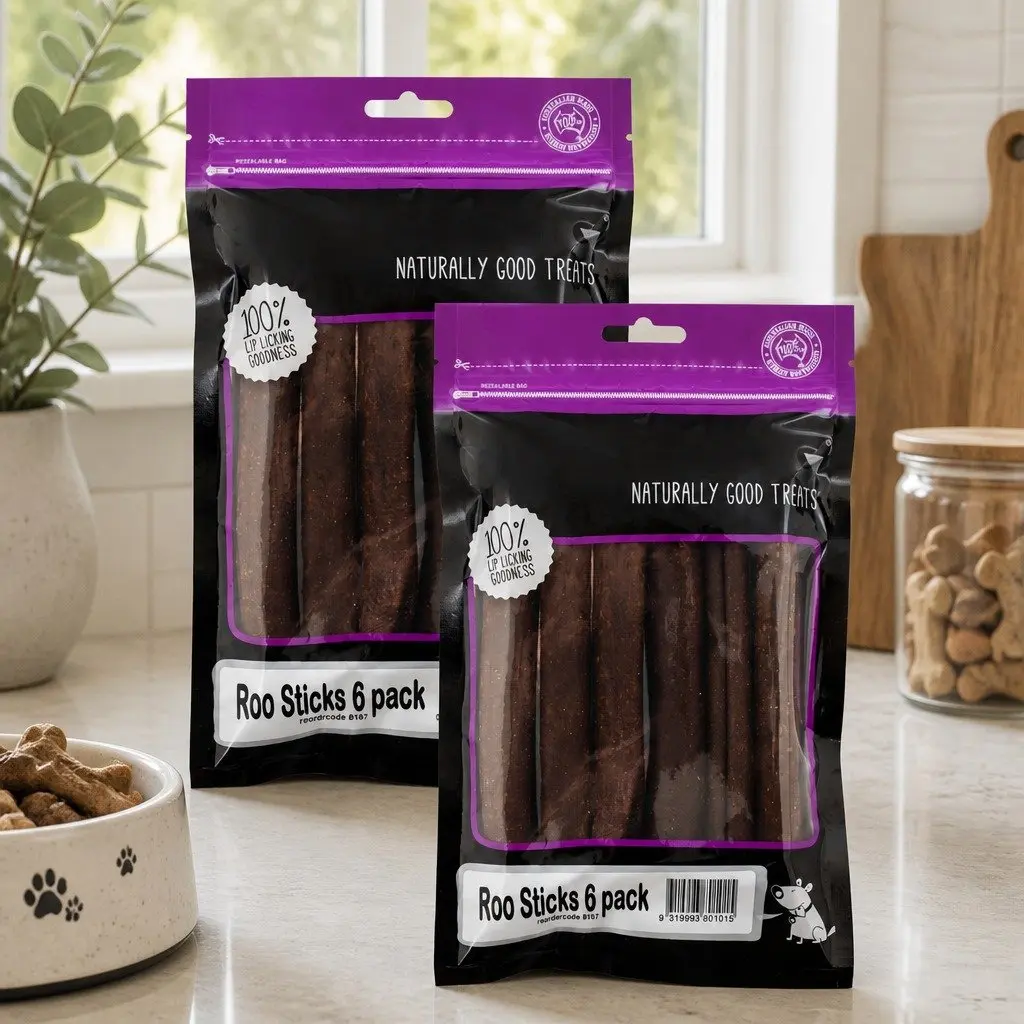 Dog Treats High Protein Chewy Kangaroo Meat Sticks 6 Pack