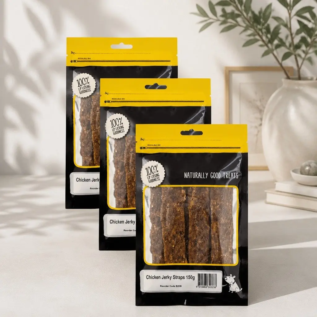 Chicken Jerky Straps Dog Treats 150g x 3 Pack Protein Rich Chewy Pet Reward