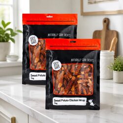Dog Treats Sweet Potato Chicken Wraps Air Dried Natural Chewy Pet Training