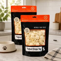 Dog Yoghurt Drops Training Treats 1kg x 2 Pack Bite-Sized Snacks Adult Dogs