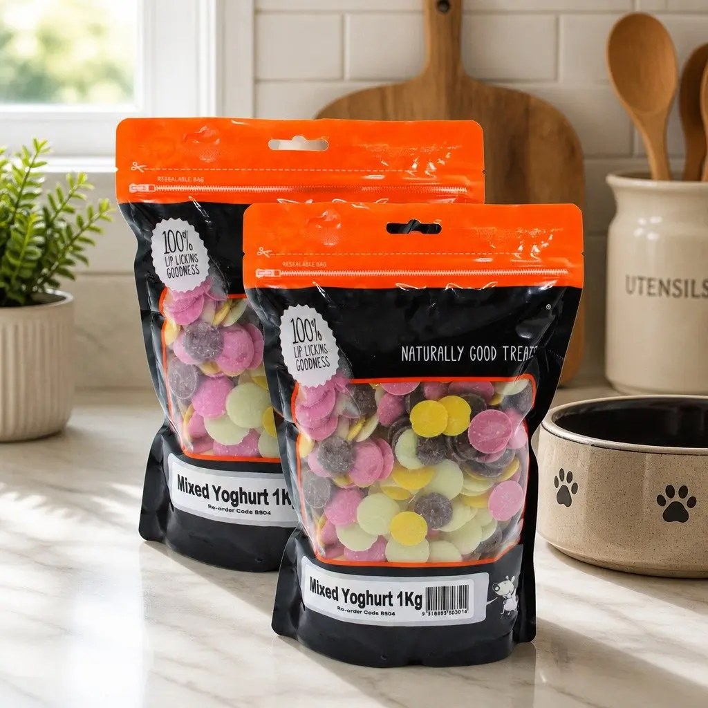Mixed Yoghurt Drops Dog Treats 1kg x 2 Pack Adult Dogs All Breeds Training