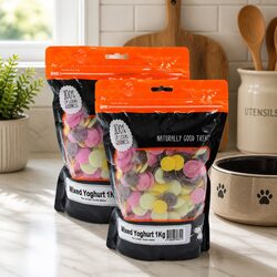 Mixed Yoghurt Drops Dog Treats 1kg x 2 Pack Adult Dogs All Breeds Training