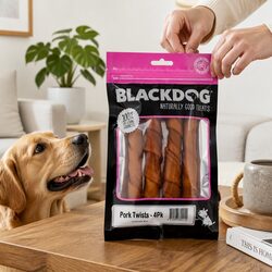 Pork Twists Dog Treats 4 Pack Natural Chewy Air Dried High Protein Pet Snacks