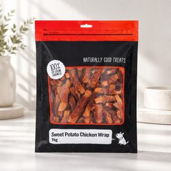Sweet Potato & Chicken Wrap Dog Treats 1kg Air Dried Natural Chewy Pet Food