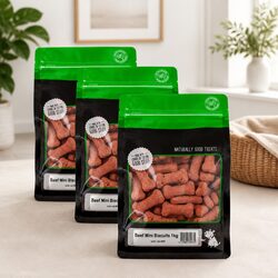 Mini Beef Biscuits 1kg x 3 Pack Oven Baked Dog Treats Small Medium Dogs
