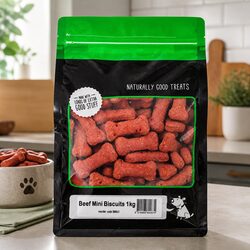 Mini Beef Biscuits 1kg Oven Baked Dog Treats Small Medium Breed Training Rewards