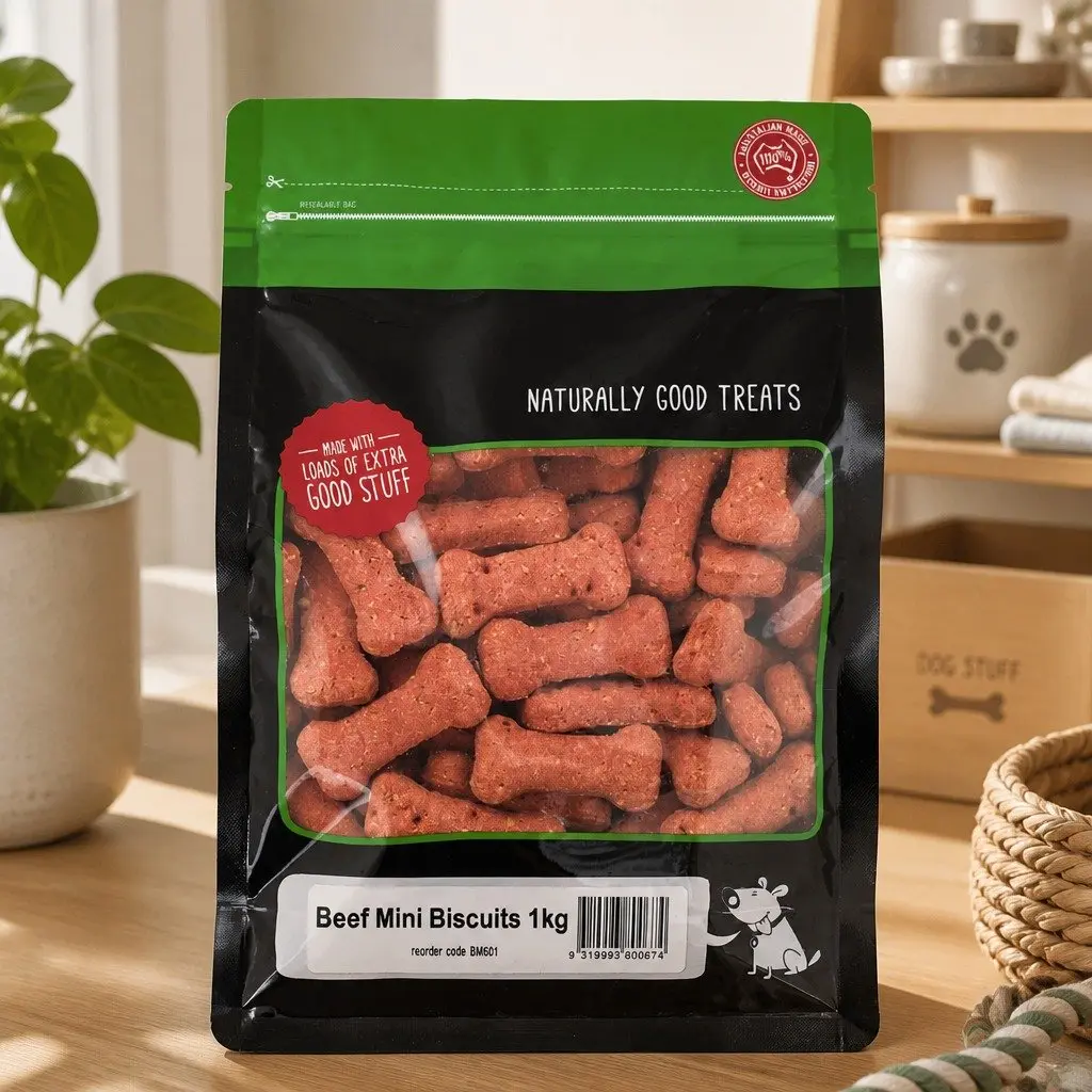 Mini Beef Biscuits Oven Baked Dog Treats 1kg Small Medium Breed