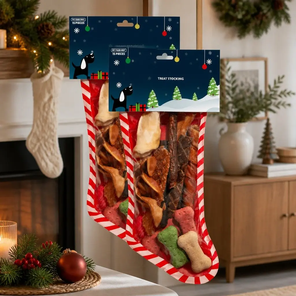 2x 15-Piece Christmas Stocking Dog Treats Pack Holiday Gift Festive Assorted