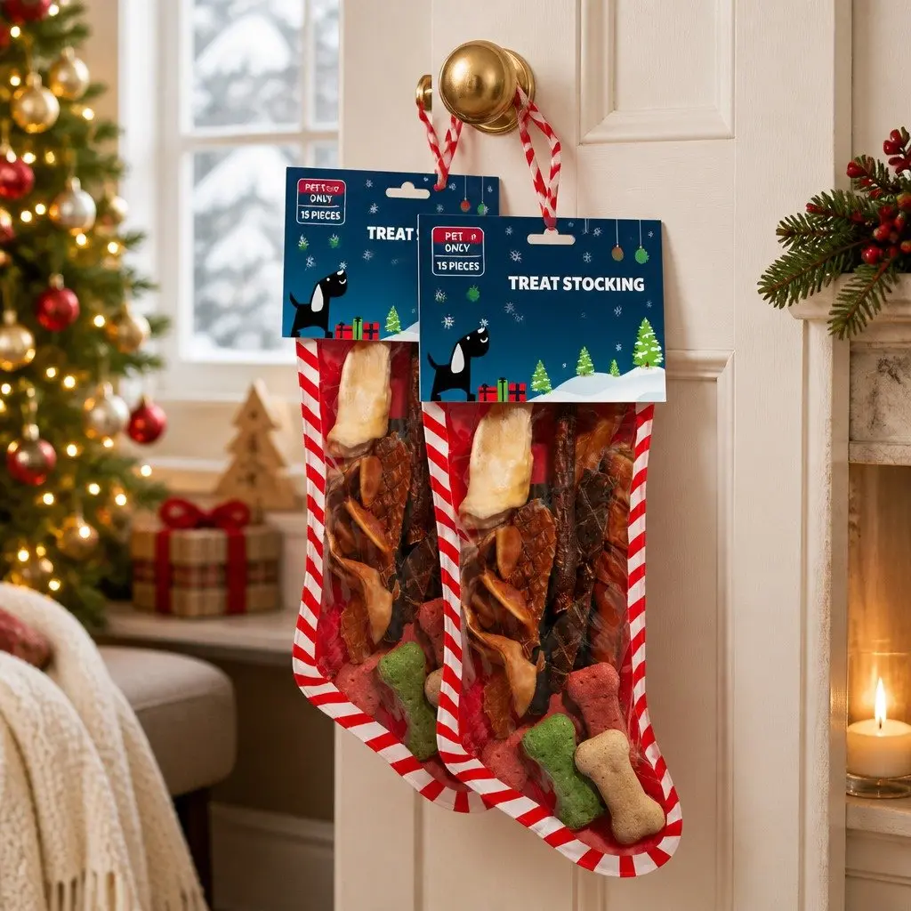 2x 15-Piece Christmas Stocking Dog Treats Pack Holiday Gift Festive Assorted