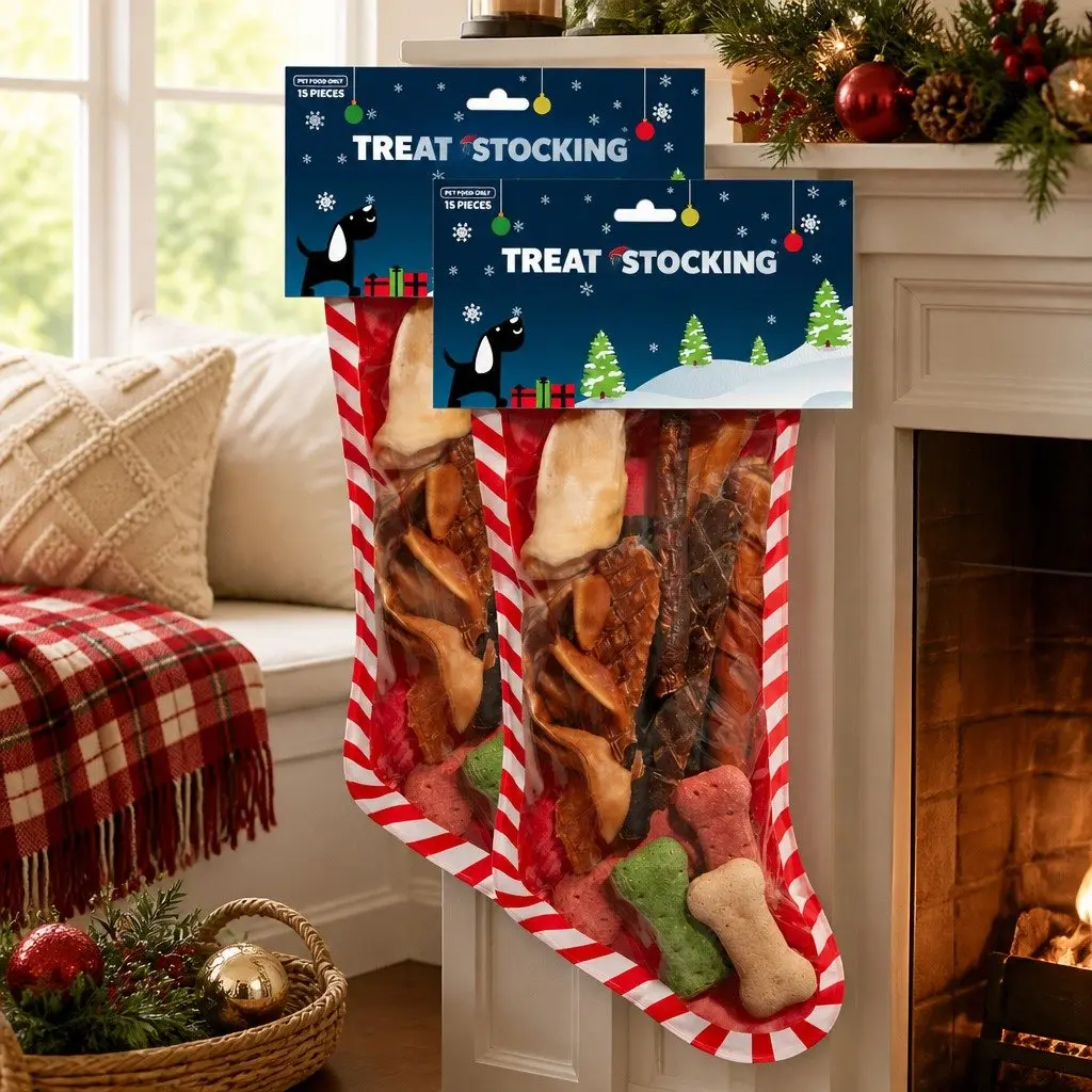 2x 15-Piece Christmas Stocking Dog Treats Pack Holiday Gift Festive Assorted